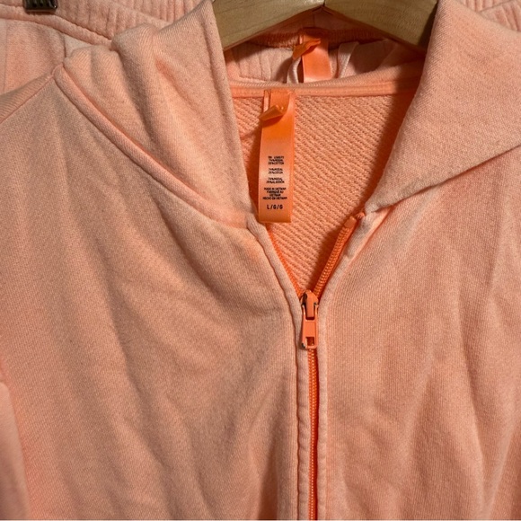 SKIMS Lounge SET French Terry Jogger Cuffed Zip Up Hoodie Orange- Size Large - Picture 6 of 11